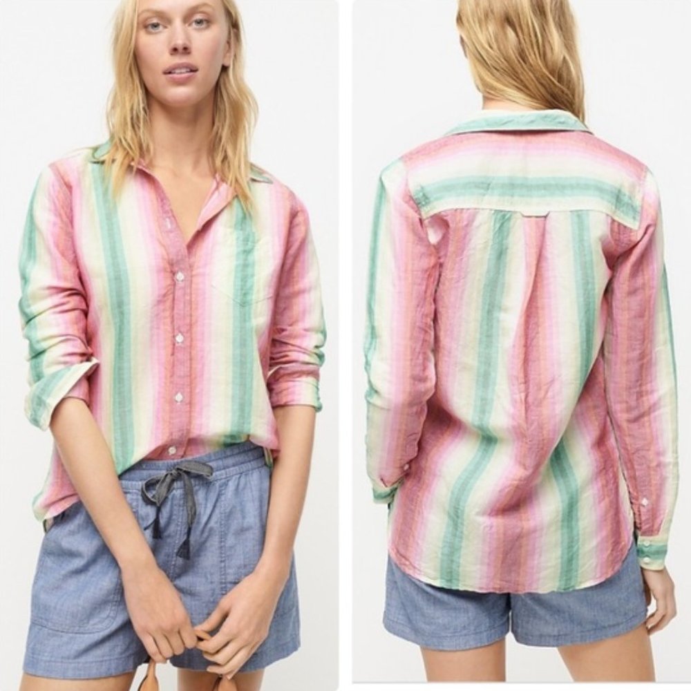 NWT J. Crew Classic Fit Boy Button Down in Rainbow Stripe